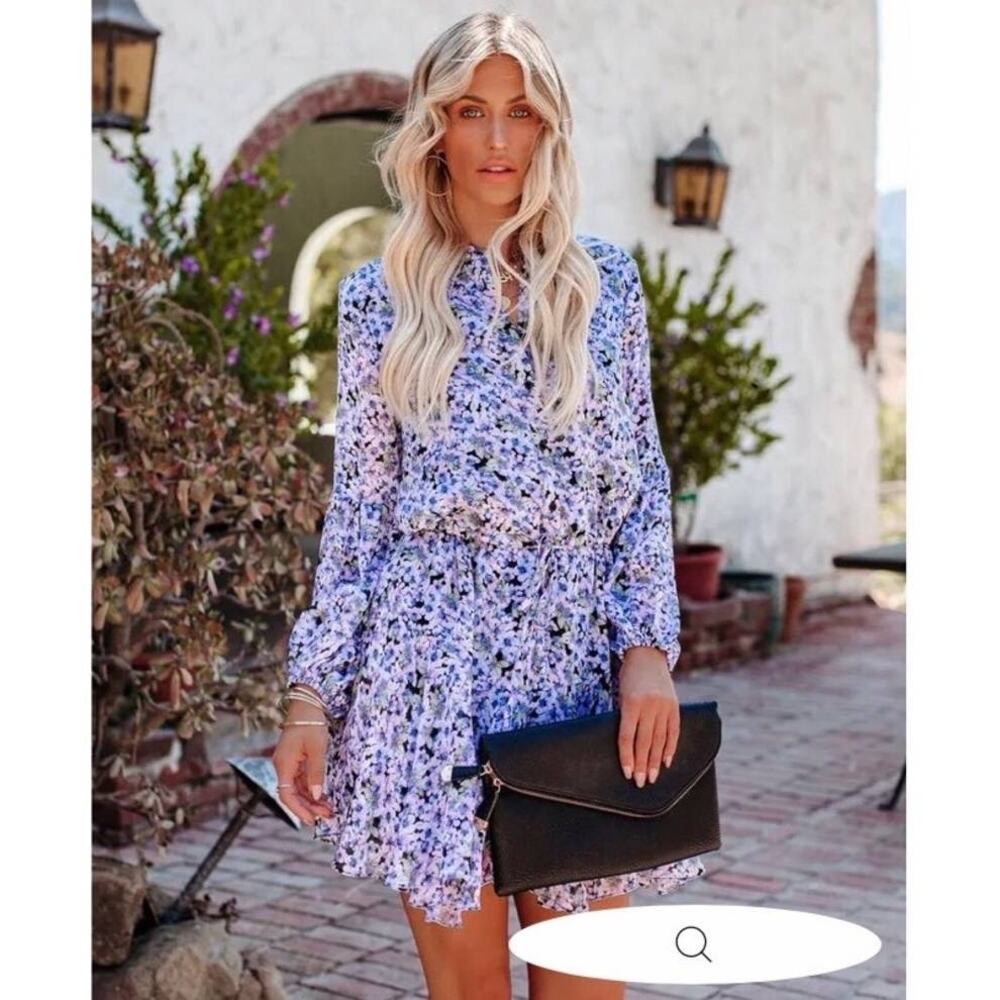 NWT VICI Francine Feminine Floral Modern Tie Waist Balloon Sleeve Dress M - Picture 14 of 15